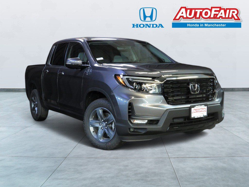 Gray (Modern Steel Metallic) 2022 Honda Ridgeline Pickup Truck All-Wheel Drive 9-Speed Automatic