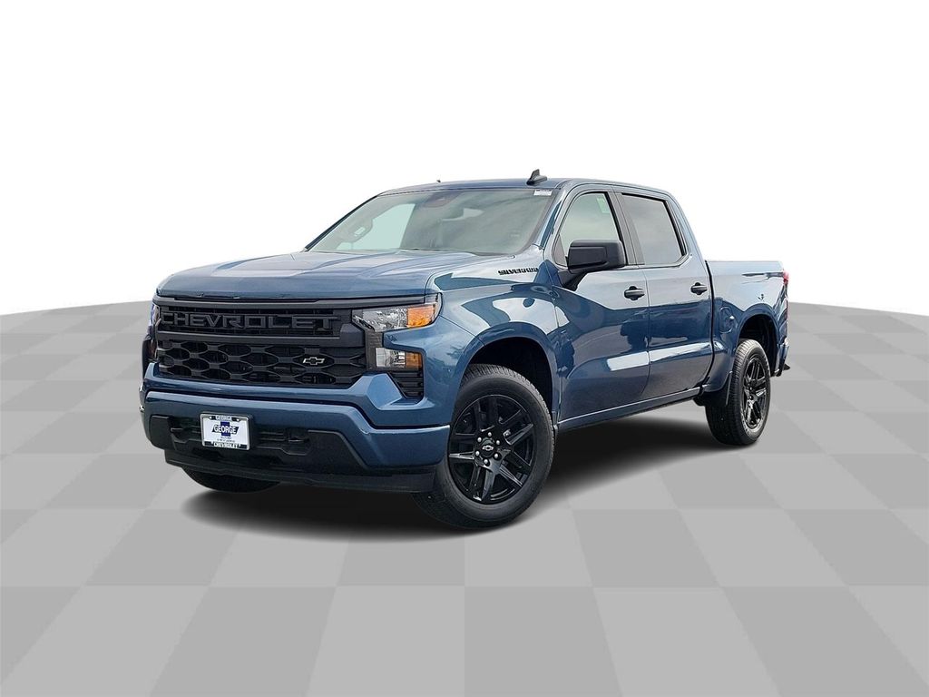 Lakeshore Blue 2024 Chevrolet Silverado 1500 Custom Crew Cab RWD Pickup Truck 4X2 8-Speed Automatic