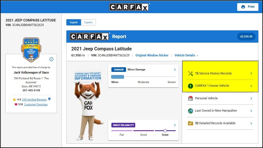 Used 2021 Jeep Compass SUV