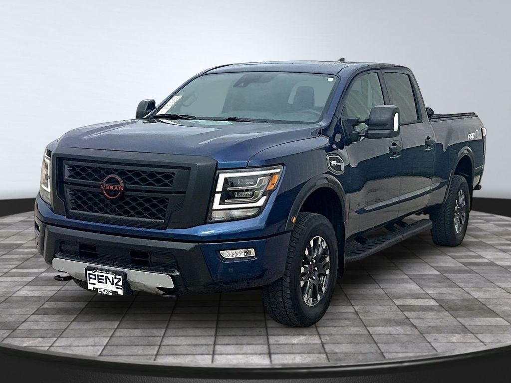 Deep Blue Pearl 2024 Nissan Titan Pickup Truck Four-Wheel Drive 9-Speed Automatic