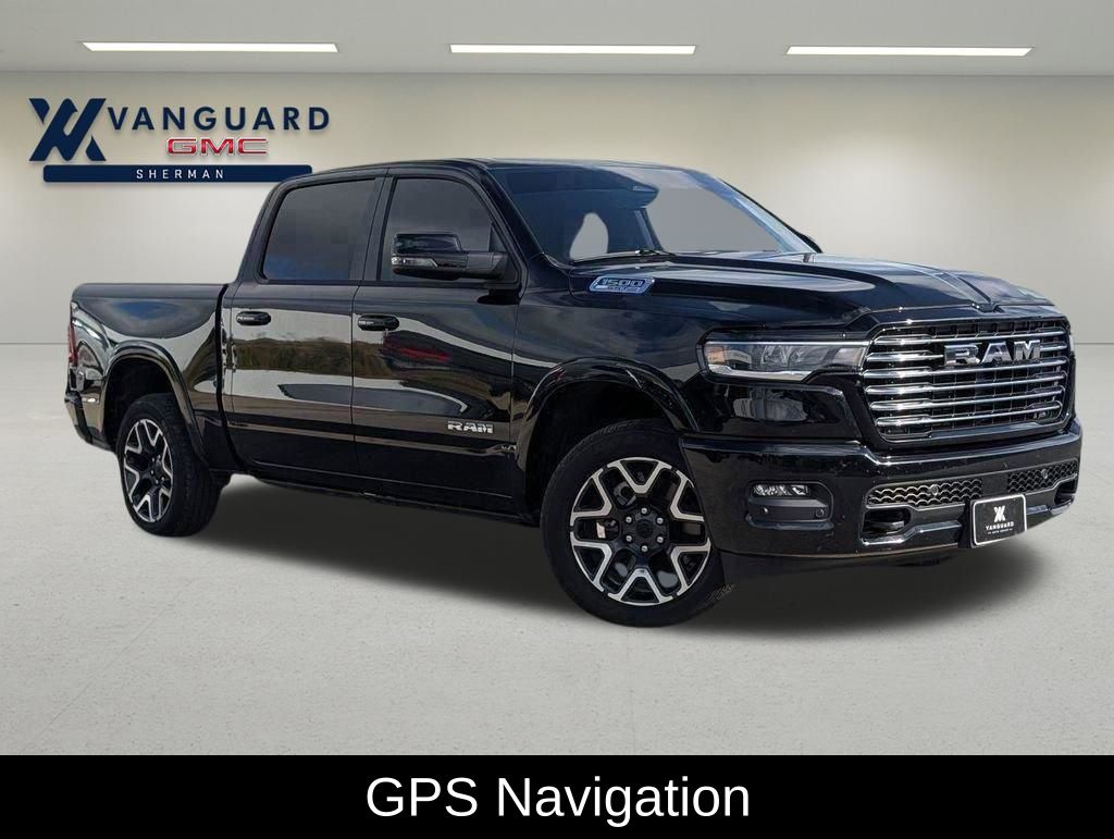 Diamond Black Crystal Pearlcoat 2025 RAM 1500 Laramie Crew Cab 4WD Pickup Truck Four-Wheel Drive 8-Speed Automatic