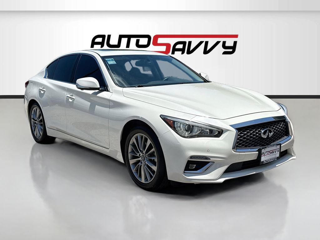 2023 INFINITI Q50 LUXE White at AutoSavvy Houston Northwest