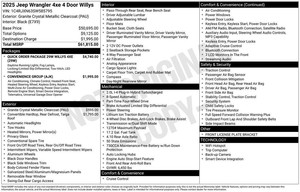 2025 Granite Crystal Metallic Clearcoat Jeep Wrangler Willys 4xe 4X4 SUV