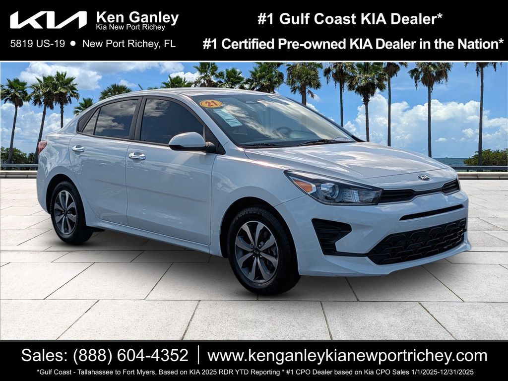 Clear White 2021 Kia Rio Sedan Front-Wheel Drive Continuously Variable Transmission