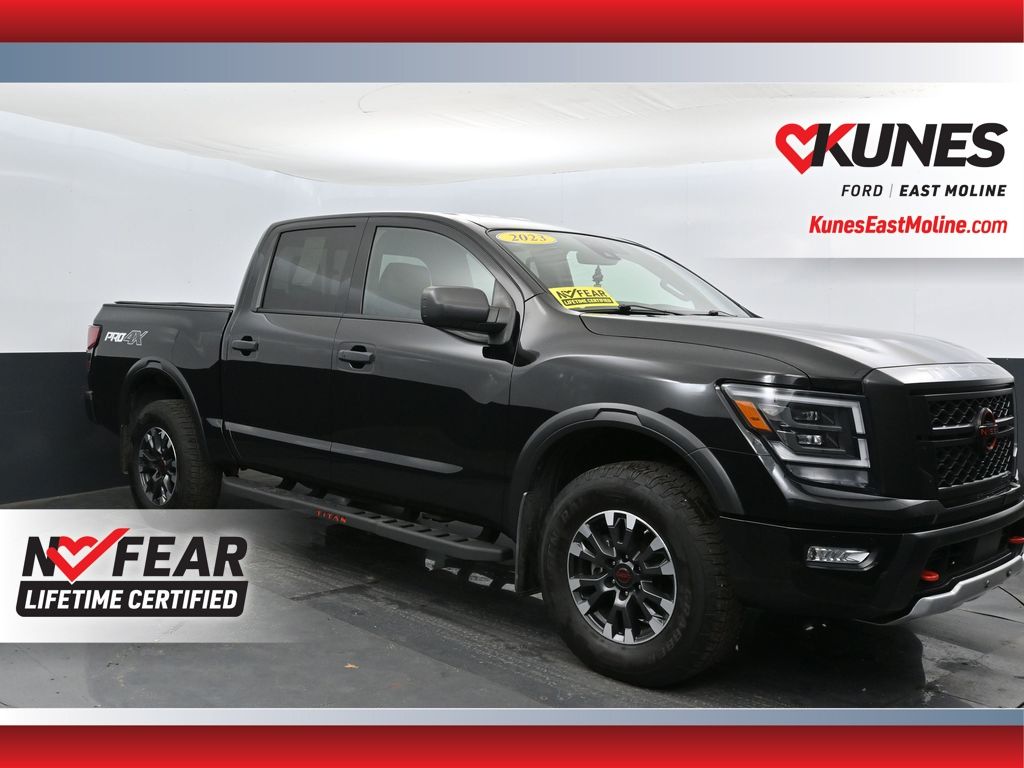 Super Black 2023 Nissan Titan Pickup Truck Four-Wheel Drive 9-Speed Automatic