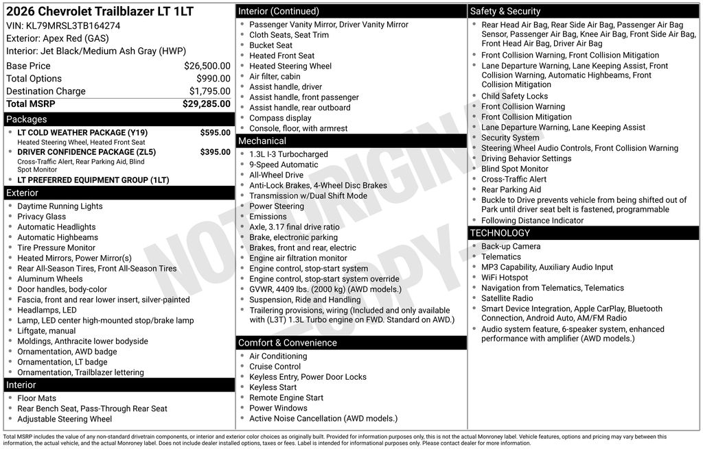2026 Chevrolet TrailBlazer LT Red at Klick Lewis Buick Chevrolet