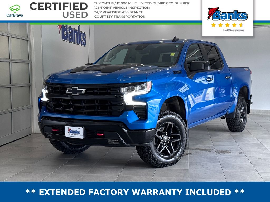 Glacier Blue Metallic 2023 Chevrolet Silverado 1500 LT Trail Boss Crew Cab 4WD Pickup Truck Four-Wheel Drive Automatic