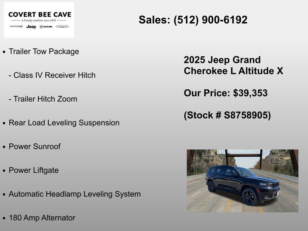 New Car 2025 Jeep Grand Cherokee L  For Sale Under $40,000 In Austin, Texas