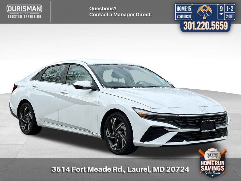 Serenity White 2025 Hyundai Elantra Limited FWD Sedan Front-Wheel Drive Continuously Variable Transmission