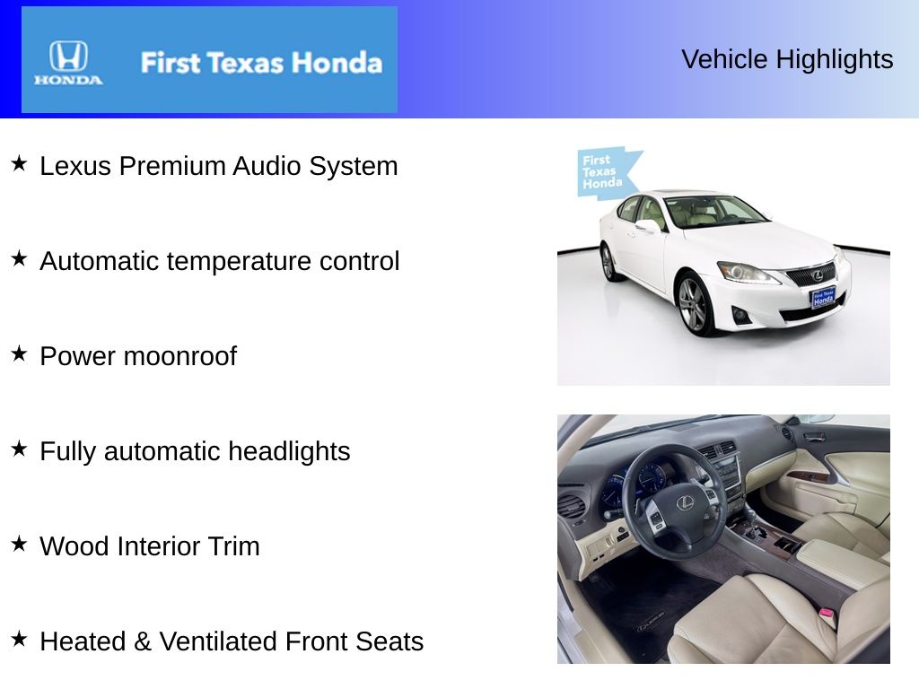 Used Car 2011 Lexus Is  250 For Sale In Austin, Texas