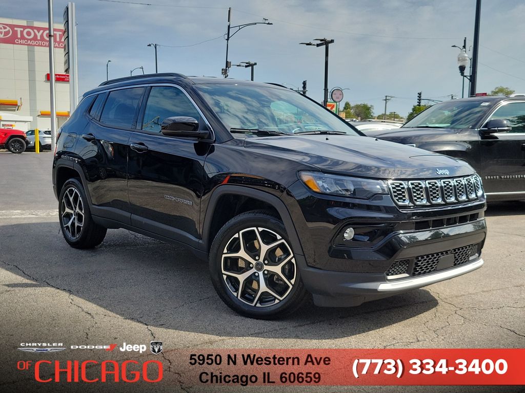 Diamond Black Crystal Pearlcoat 2025 Jeep Compass SUV / Crossover Four-Wheel Drive 8-Speed Automatic