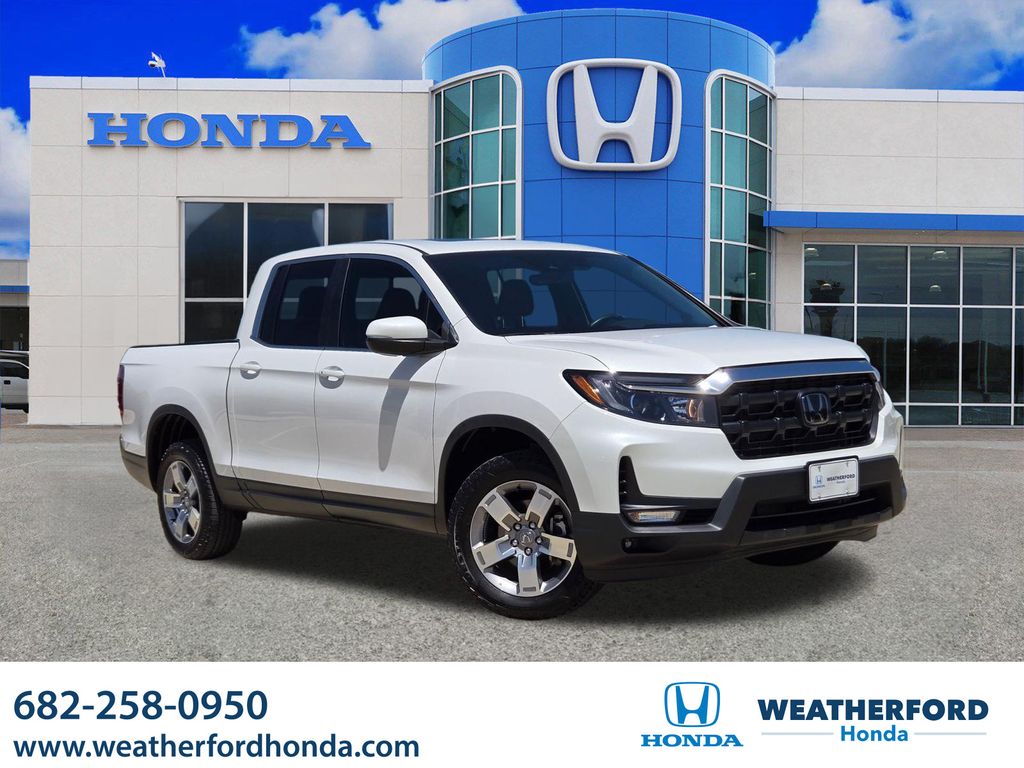 Platinum White 2025 Honda Ridgeline Pickup Truck All-Wheel Drive 9-Speed Automatic
