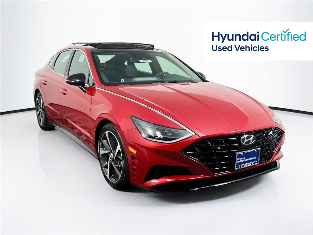 Calypso Red 2021 Hyundai Sonata Sedan Front-Wheel Drive 8-Speed Automatic Overdrive
