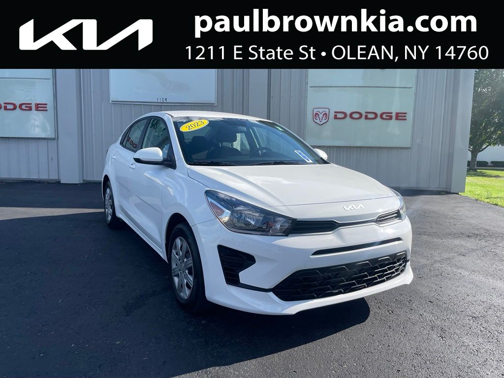 Clear White 2023 Kia Rio Sedan Front-Wheel Drive Continuously Variable Transmission