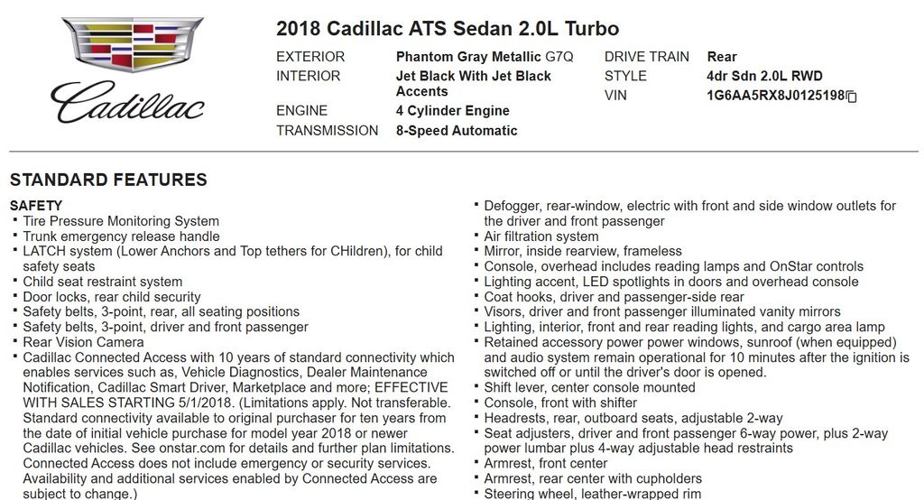2018 Cadillac ATS 2.0L Turbo photo