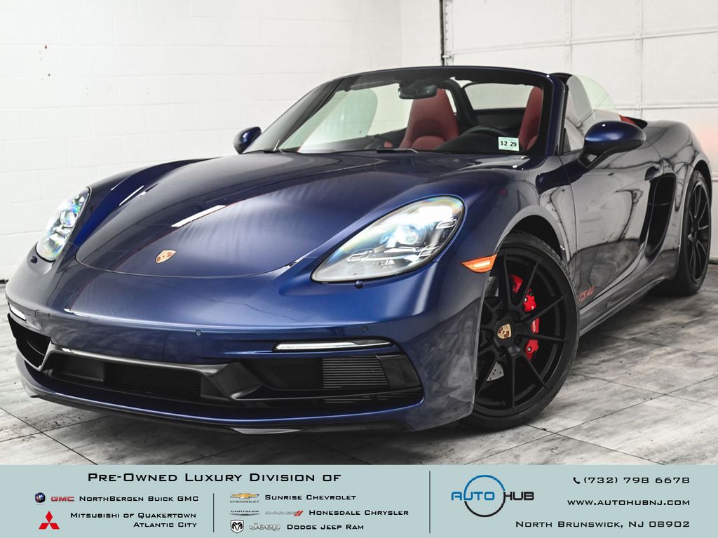 Blue 2025 Porsche 718 Boxster GTS 4.0 RWD Convertible Rear-Wheel Drive 7-Speed Automatic