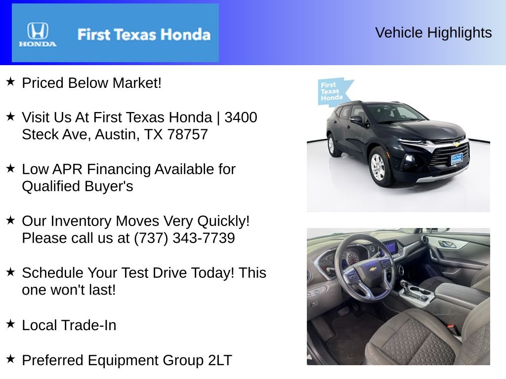 Used Car 2019 Chevrolet Blazer  Base For Sale Under $20,000 In Austin, Texas