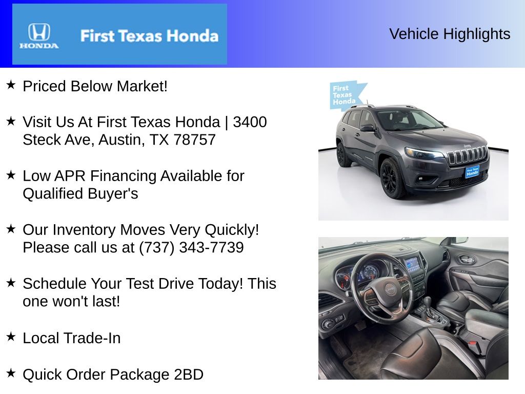 Used Car 2021 Jeep Cherokee  Latitude Plus For Sale Under $20,000 In Austin, Texas