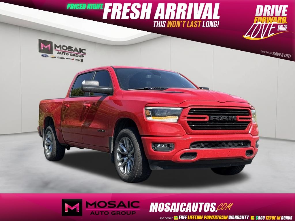 Flame Red Clearcoat 2019 RAM 1500 Pickup Truck Four-Wheel Drive 8-Speed Automatic