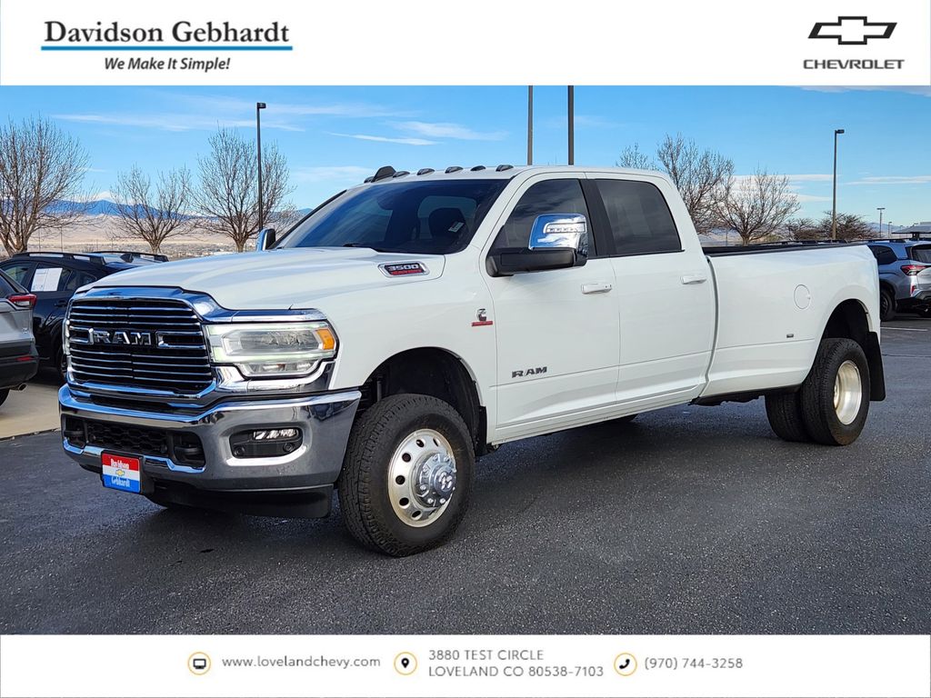 Bright White Clearcoat 2024 RAM 3500 Laramie Crew Cab LB DRW 4WD Pickup Truck Four-Wheel Drive 6-Speed Automatic