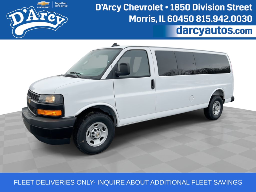 Summit White 2025 Chevrolet Express 3500 LS Extended RWD Van Rear-Wheel Drive