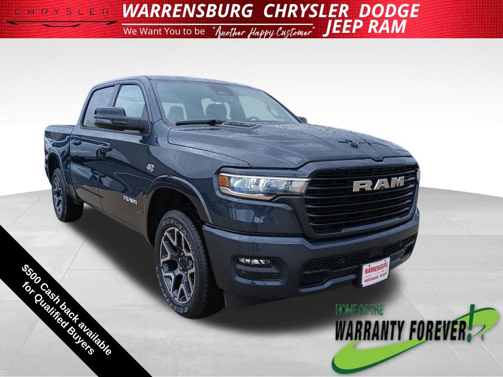 Forged Blue Metallic 2026 RAM 1500 Laramie Crew Cab 4WD Pickup Truck Four-Wheel Drive 8-Speed Automatic