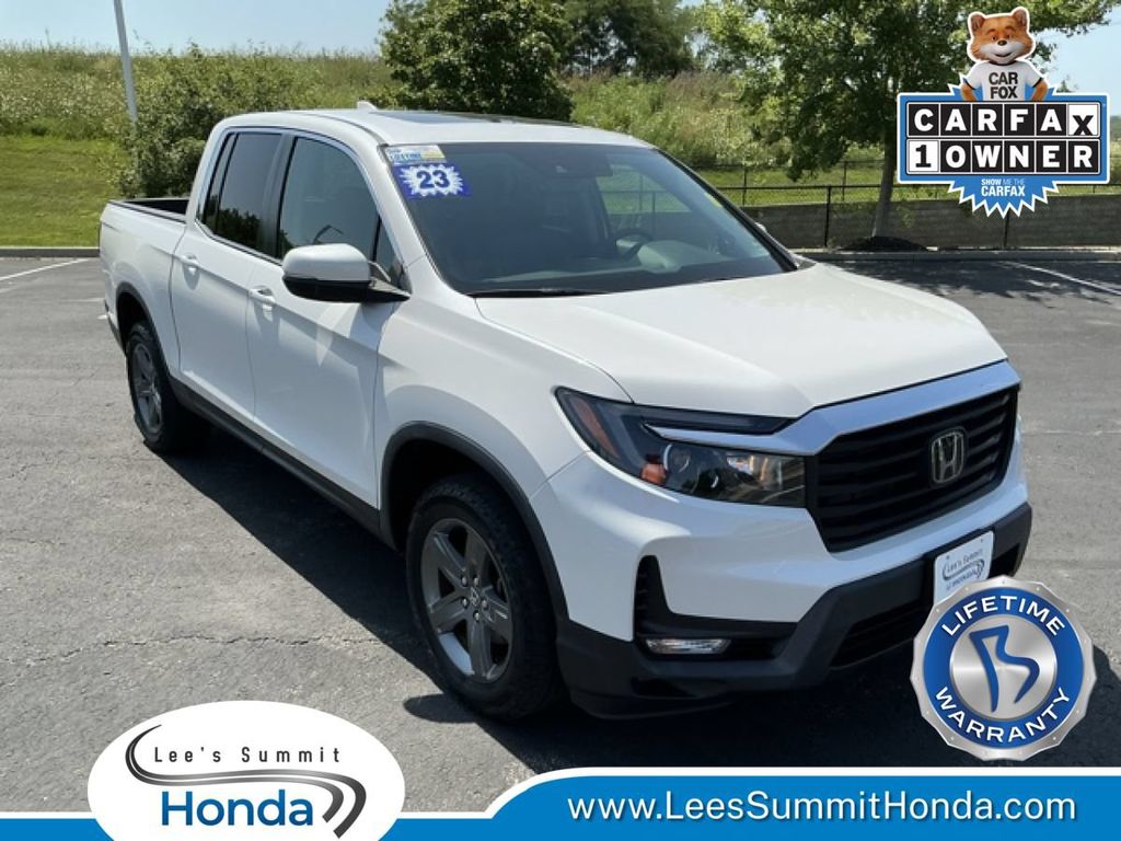 Platinum White Pearl 2023 Honda Ridgeline Pickup Truck All-Wheel Drive 9-Speed Automatic