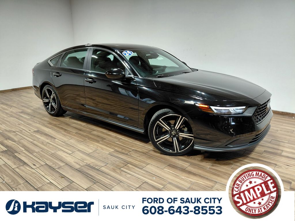 Crystal Black Pearl 2024 Honda Accord Hybrid Sport FWD Sedan Front-Wheel Drive Continuously Variable Transmission