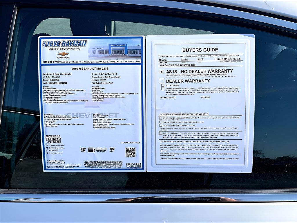 Used 2016 Nissan Altima 2.5 S 4D Sedan