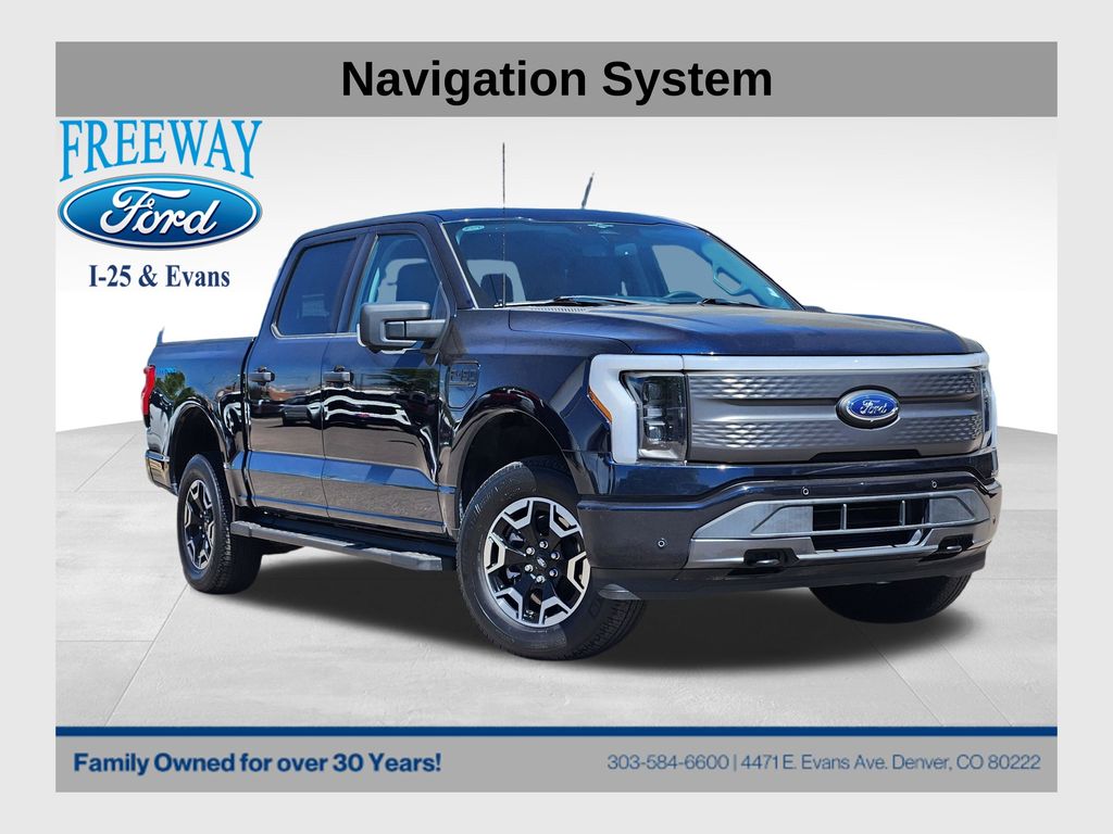 Antimatter Blue Metallic 2023 Ford F-150 Lightning XLT SuperCrew AWD Pickup Truck All-Wheel Drive Automatic