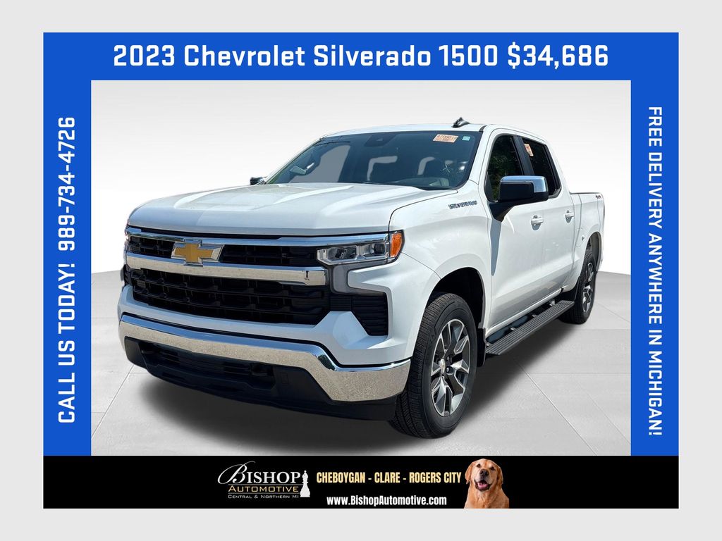 Summit White 2023 Chevrolet Silverado 1500 Pickup Truck Four-Wheel Drive 8-Speed Automatic