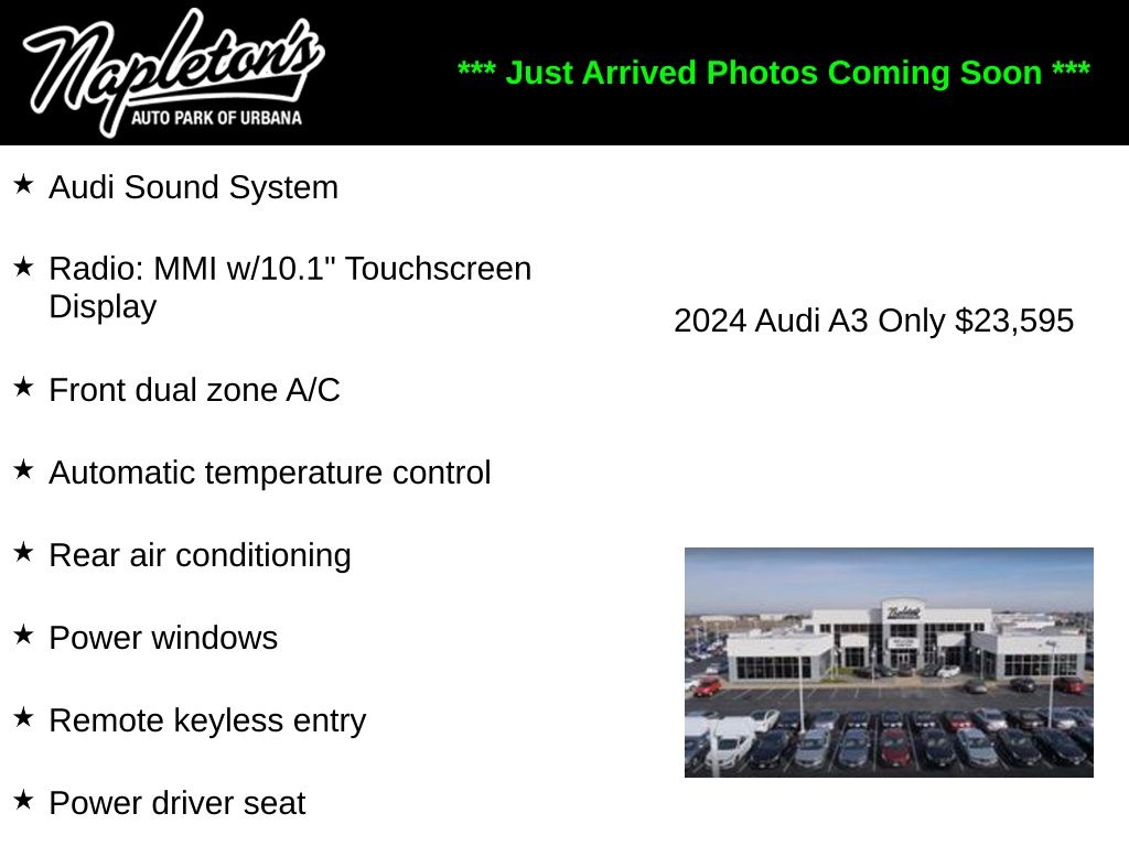 Brilliant Black 2024 Audi A3 Sedan Front-Wheel Drive 7-Speed Automatic