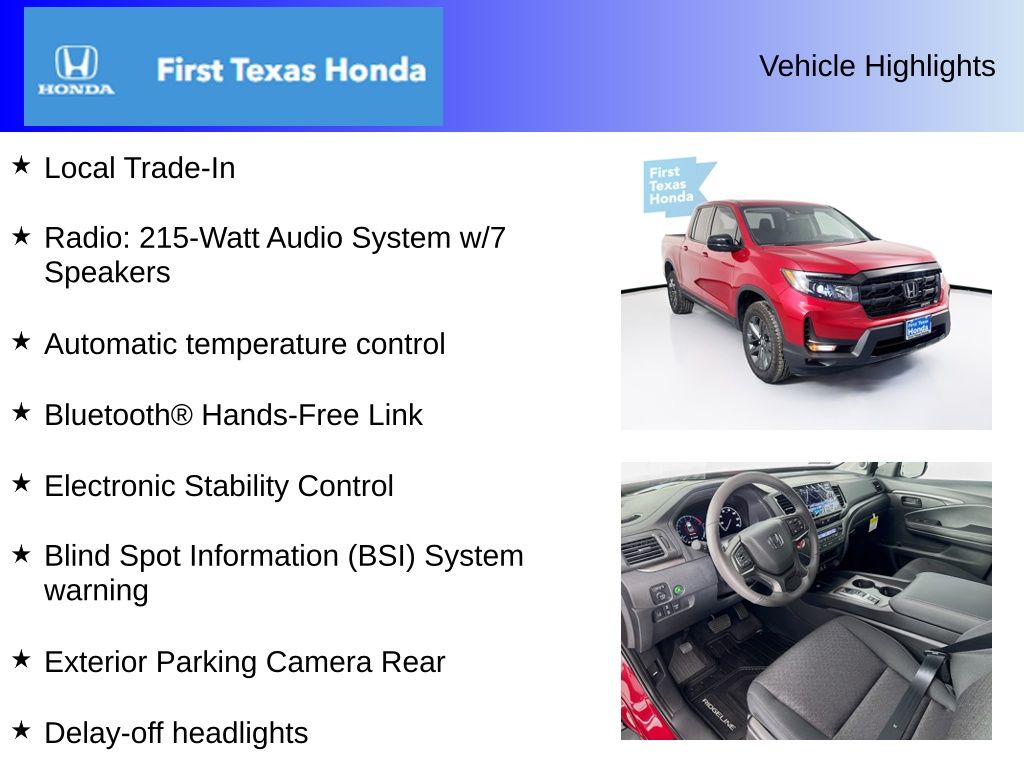 Used Car 2025 Honda Ridgeline  Sport For Sale Under $35,000 In Austin, Texas