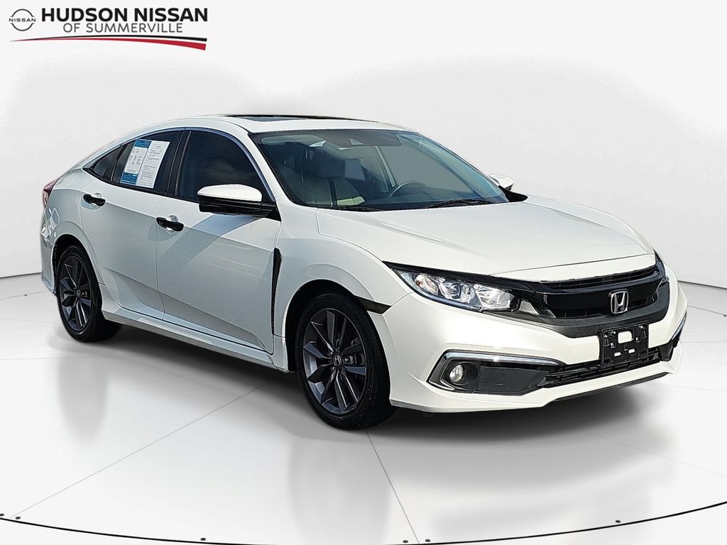 Platinum White Pearl 2021 Honda Civic Sedan Front-Wheel Drive Continuously Variable Transmission