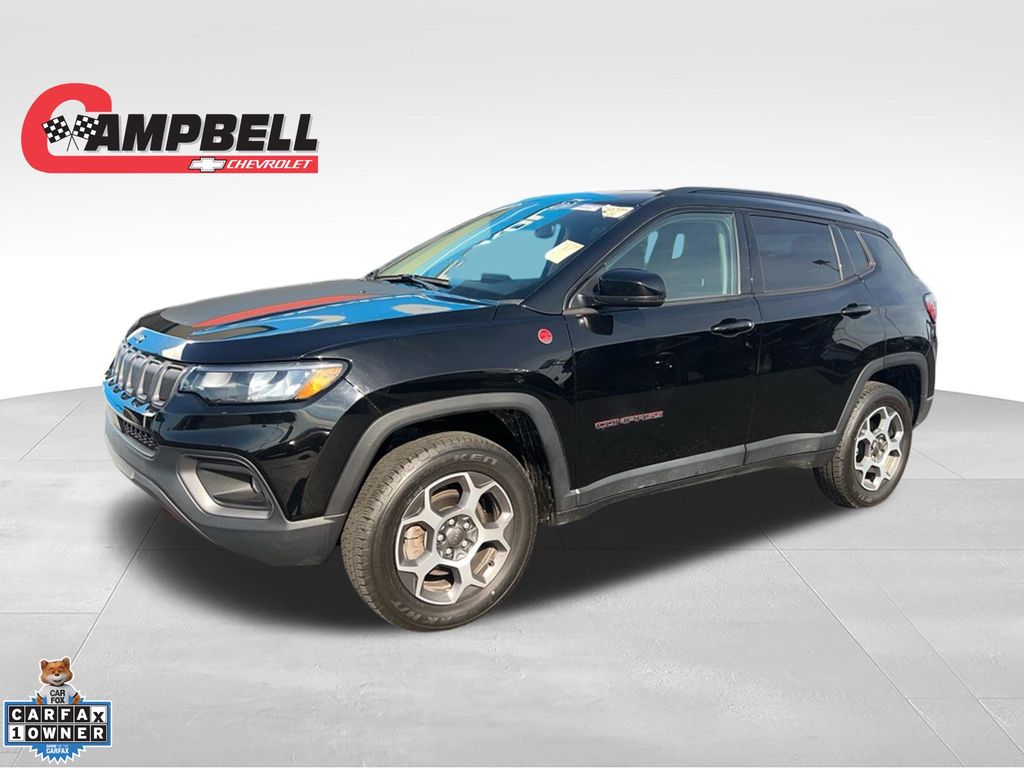 Diamond Black Crystal Pearlcoat 2022 Jeep Compass Trailhawk 4WD SUV / Crossover Four-Wheel Drive 9-Speed Automatic
