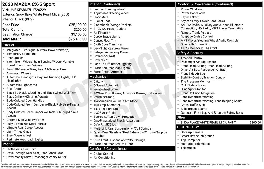 Used 2020 White Mazda Sport image 4