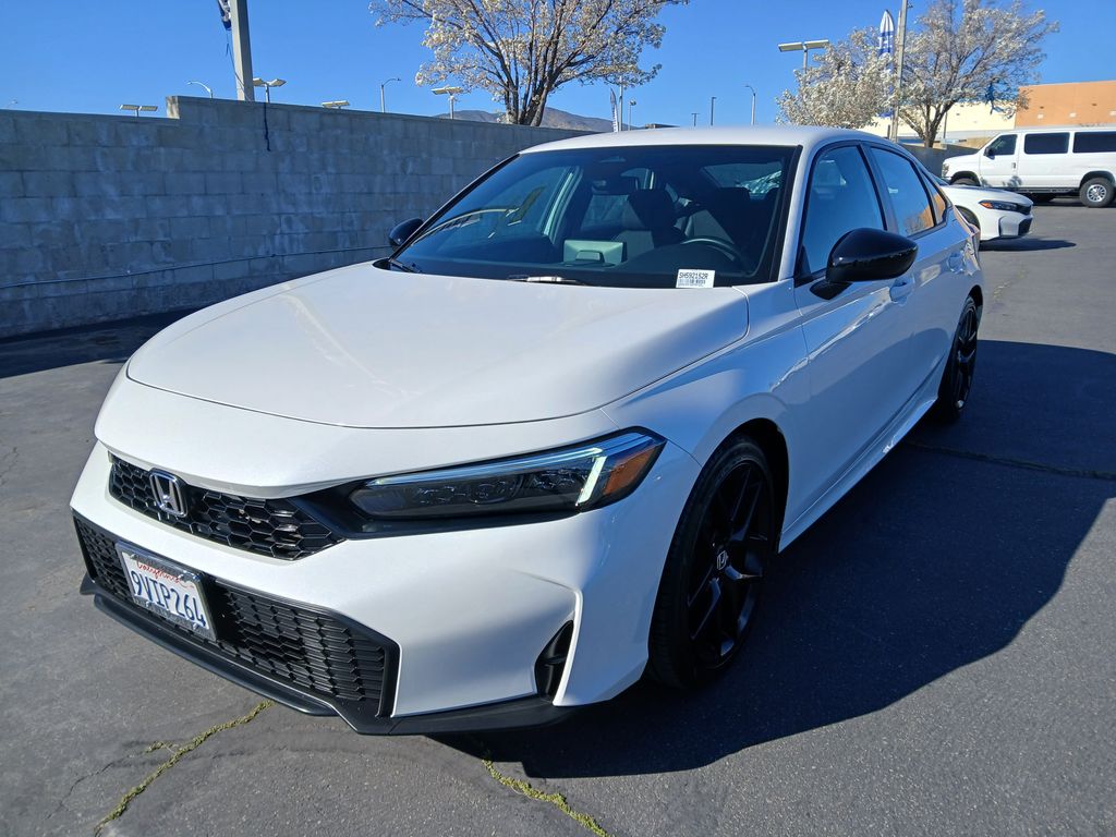 Platinum White Pearl 2025 Honda Civic Sport FWD Sedan Front-Wheel Drive Continuously Variable Transmission