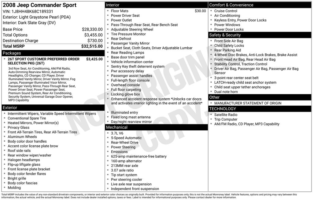 Used Car 2008 Jeep Commander  Sport For Sale Under $10,000 In Austin, Texas