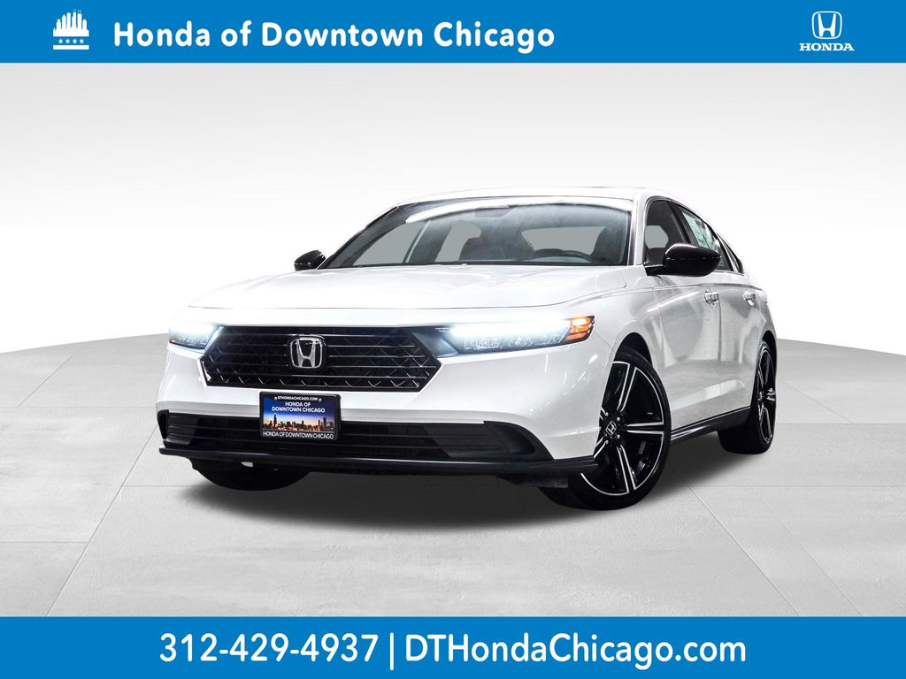 Platinum White Pearl 2025 Honda Accord Hybrid Sedan Front-Wheel Drive Continuously Variable Transmission