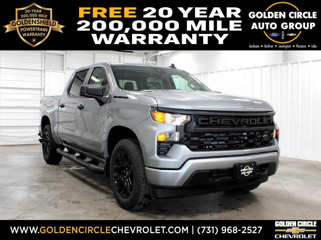 Sterling Gray Metallic 2026 Chevrolet Silverado 1500 Custom Crew Cab 4WD Pickup Truck Four-Wheel Drive 8-Speed Automatic