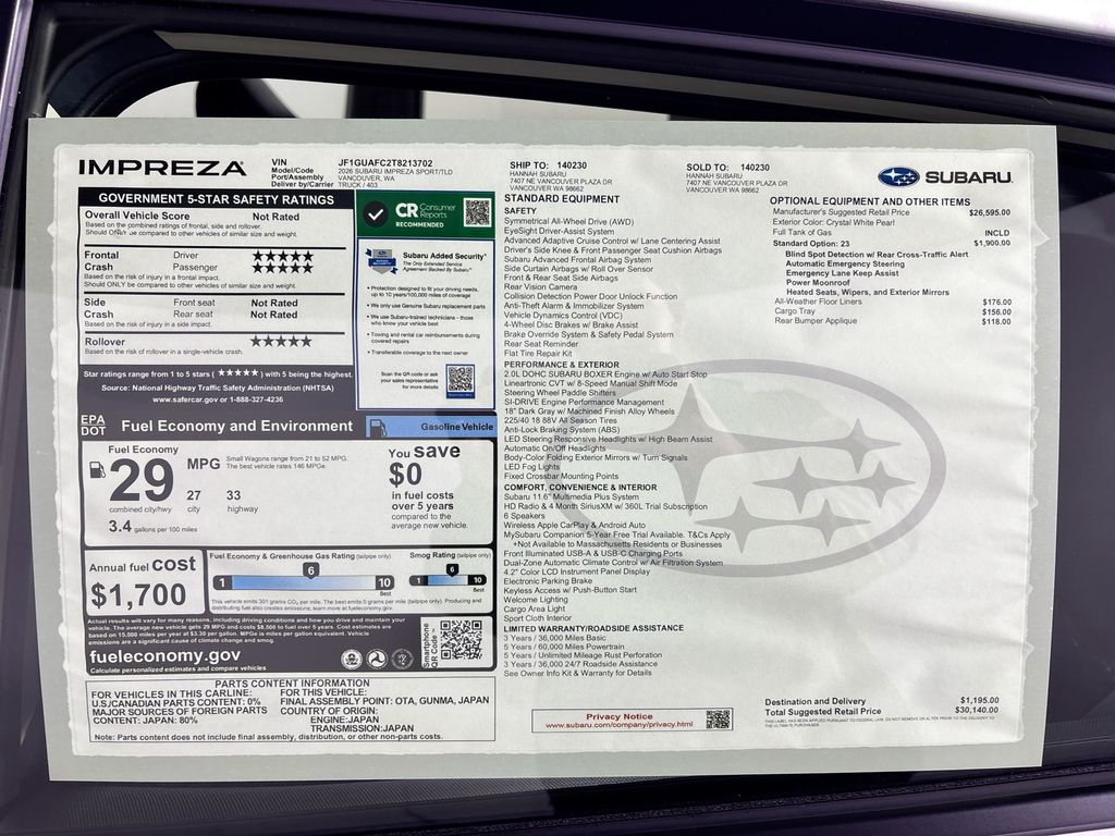 2026 Subaru Impreza Sport