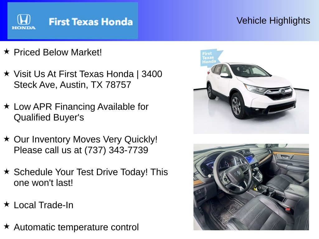 Used Car 2019 Honda Cr-v  Ex-l For Sale Under $20,000 In Austin, Texas