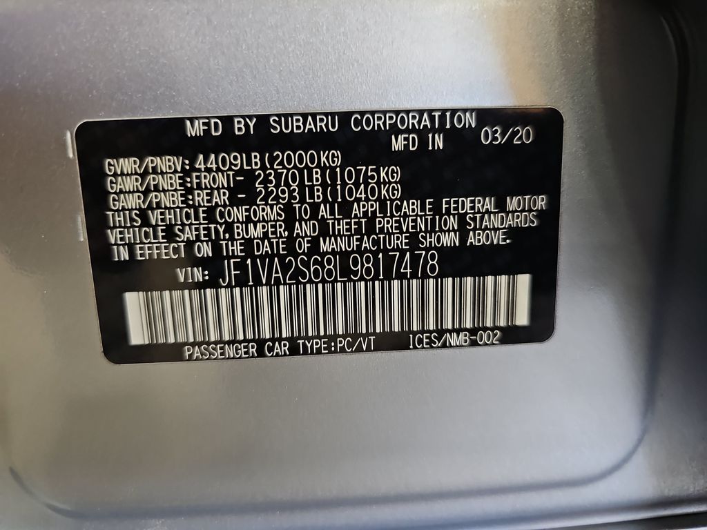 Used 2020 Subaru WRX Sedan