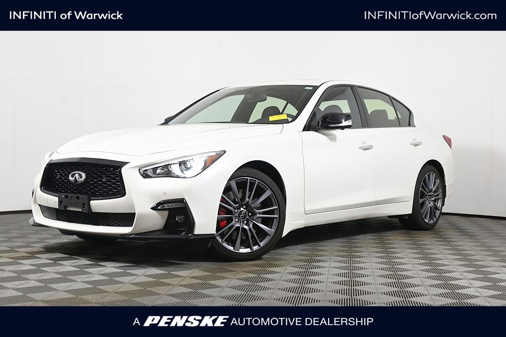 Majestic White 2023 INFINITI Q50 Red Sport 400 AWD Sedan All-Wheel Drive 7-Speed Automatic Overdrive