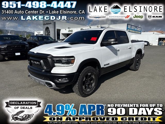 Bright White Clearcoat 2021 RAM 1500 Rebel Crew Cab 4WD Pickup Truck Four-Wheel Drive 8-Speed Automatic