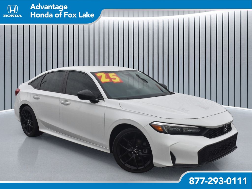 White 2025 Honda Civic Sedan Front-Wheel Drive Continuously Variable Transmission