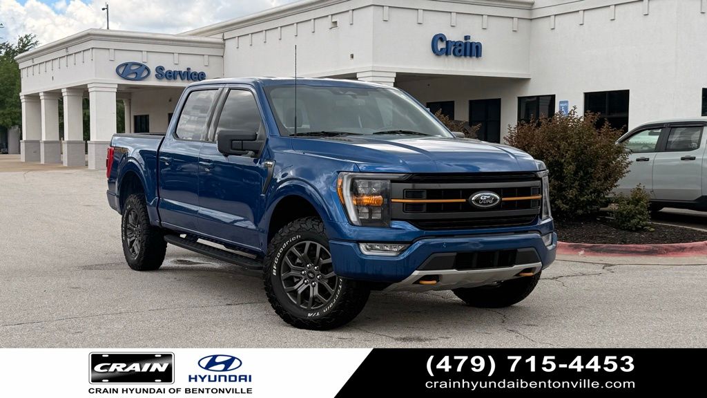 Blue 2022 Ford F-150 Pickup Truck Four-Wheel Drive Automatic