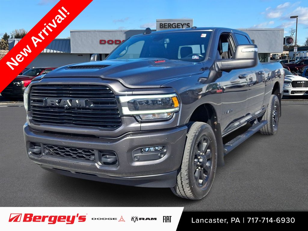 Gray (Granite Crystal Metallic Clearcoat) 2023 RAM 2500 Laramie Crew Cab 4WD Pickup Truck Four-Wheel Drive 6-Speed Automatic