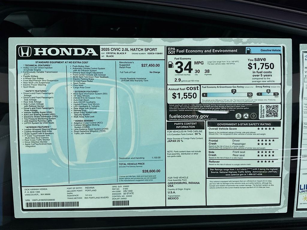 2025 Honda Civic Sport