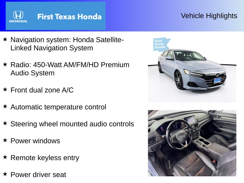 Used Car 2022 Honda Accord  Touring 2.0t For Sale Under $30,000 In Austin, Texas